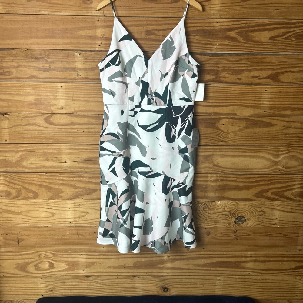 Floral Print Slip Dress - Pastel Pink & Green